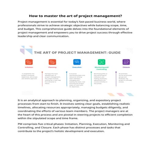 How to mastering the art of project management?