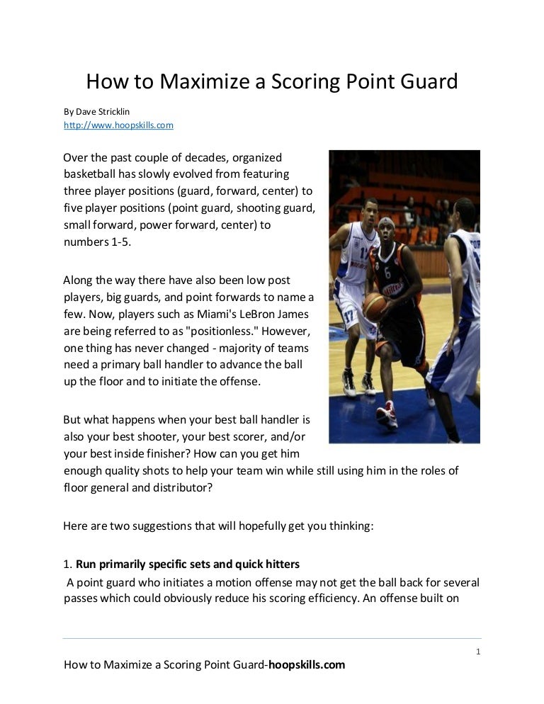 How to maximize a scoring basketball point guard