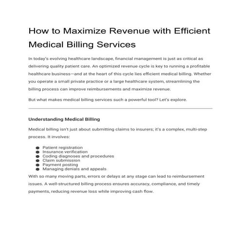 Efficient Medical Billing Services......