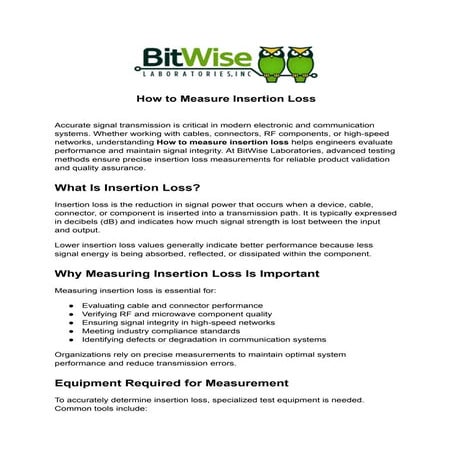 Comprehensive Guide on How to Measure Insertion Loss for Signal ...