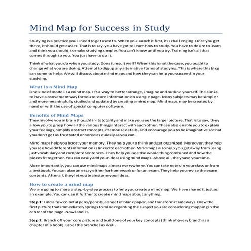 Mind Map for Success in Study | DOCX