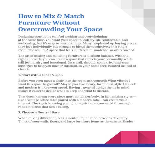 How to Mix & Match Furniture Without Overcrowding Your Space