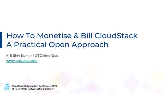 How To Monetise & Bill CloudStack - A Practical Open Approach