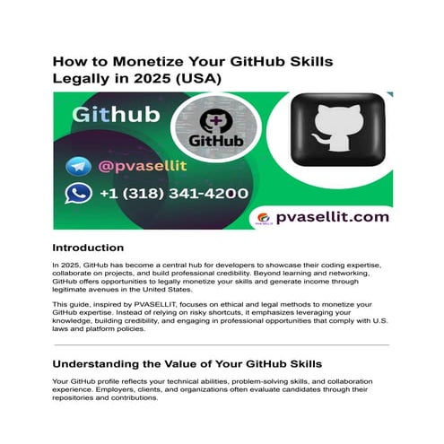 How to Legally Monetize Your GitHub Skills in 2025 USA | PDF