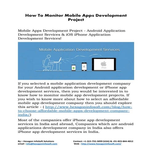 How to monitor mobile apps development project