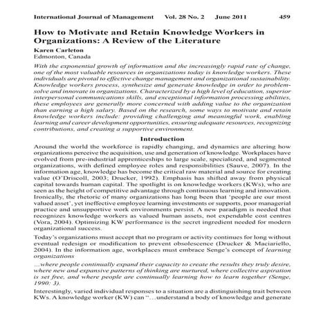 How To Motivate and Retain Knowledge Workers