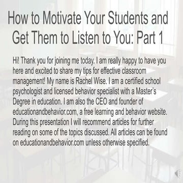 How to Motivate Your Students and Get Them to Listen to You part 1