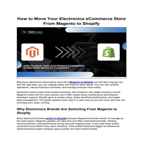 Step-by-Step Magento to Shopify Move for Electronics Stores | PDF