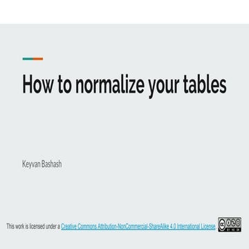How to normalize your tables | PPT