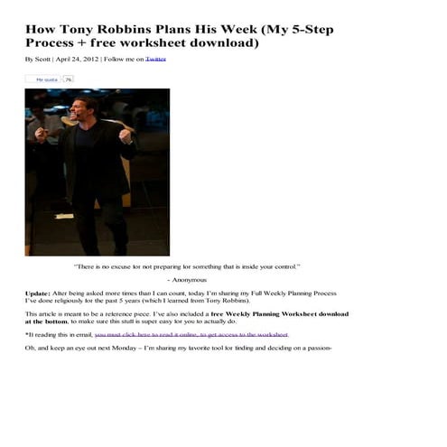 How tony robbins plans his week (my 5 step process + free worksheet download)...