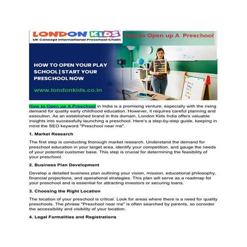 How to Open up A Preschool | How To Start Preschool | PDF