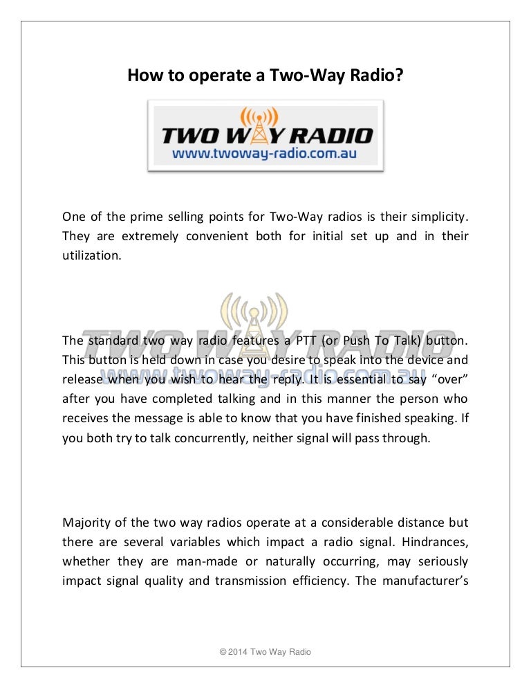How To Operate A Two Way Radio