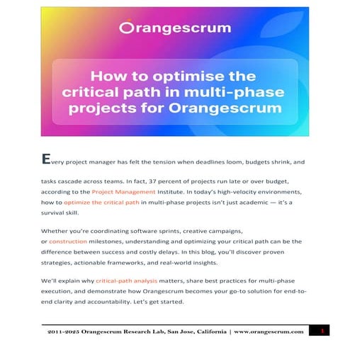 How to optimise the critical path in multi-phase projects for Orangescrum