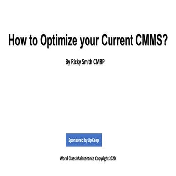 How to Optimize your CMMS  viewer copy