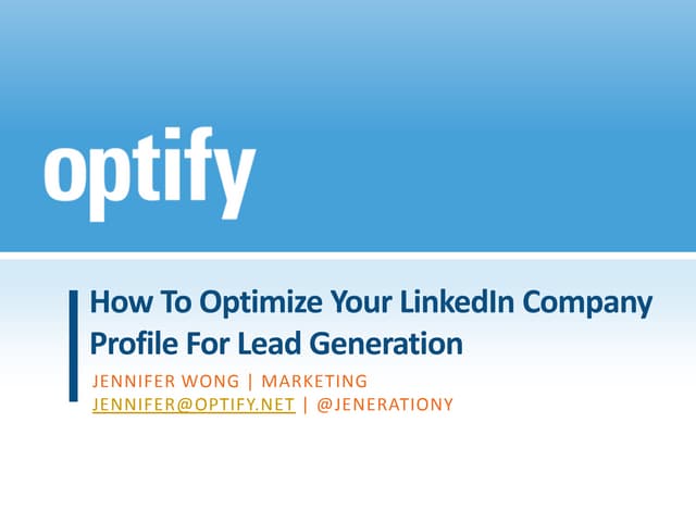 How to optimize your linkedin profile for lead generation