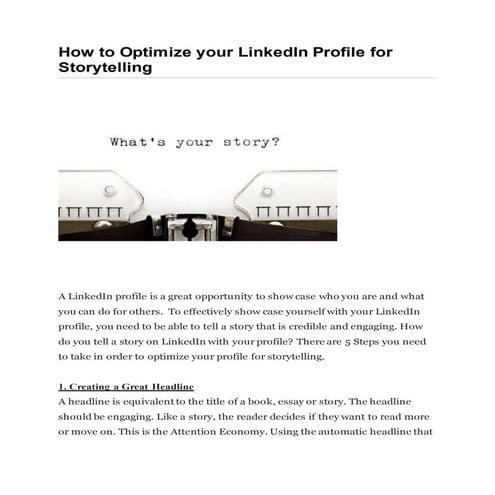 How to Optimize your LinkedIn profile for Storytelling