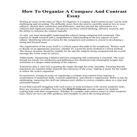 How To Organize A Compare And Contrast Essay