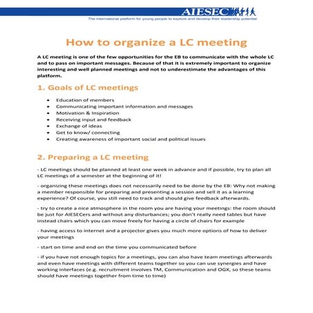 How to organize an LC meeting | PDF