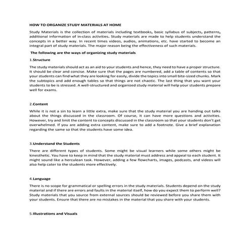 HOW TO ORGANIZE STUDY MATERIALS docx