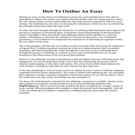 How To Outline An Essay. Definition essay: English essay outline example