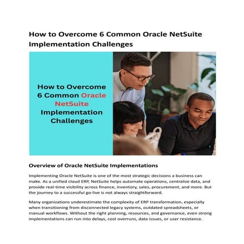 How to Overcome 6 Common Oracle NetSuite Implementation Challenges