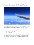 How to Overcome the Fear of Flying