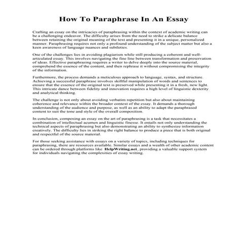 How To Paraphrase In An Essay.pdf
