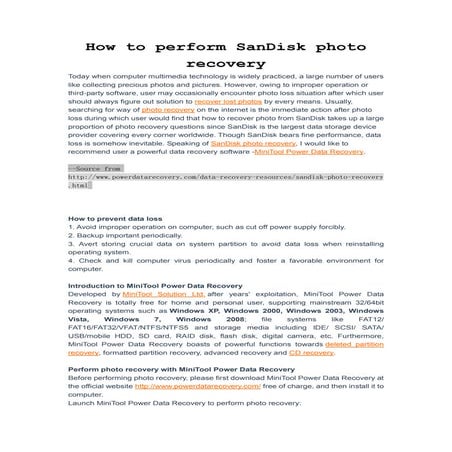 How to perform san disk photo recovery