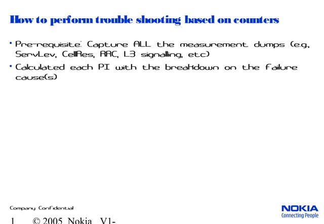 How to perform trouble shooting based on counters