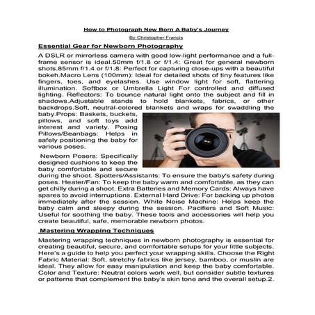 How to Photograph New Born A Baby’s Journey | PDF