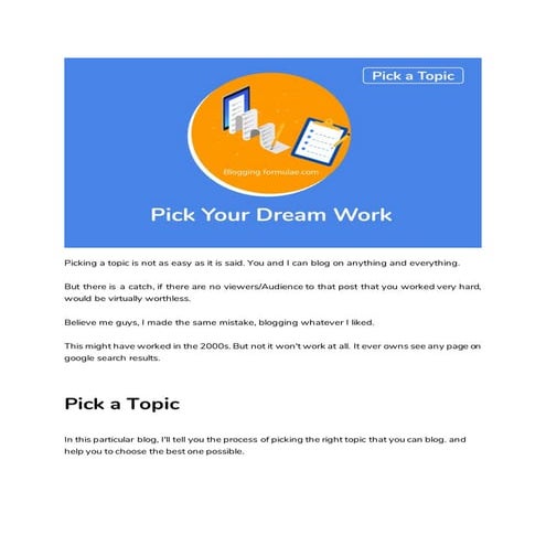 How to pick a topic for a blog