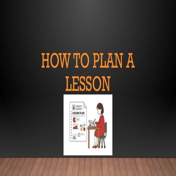 HOW TO PLAN A LESSON: ENGLISH AS A FOREIGN LANGUAGE
