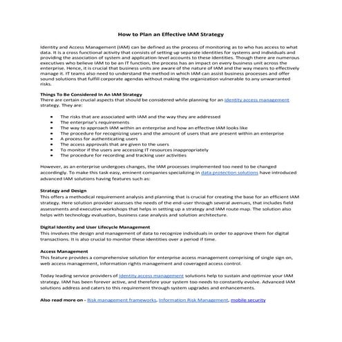 How to Plan an Effective IAM Strategy