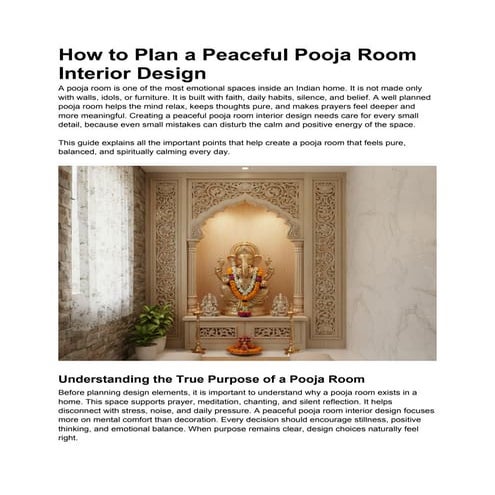 How to Plan a Peaceful Pooja Room Interior Design | DOCX