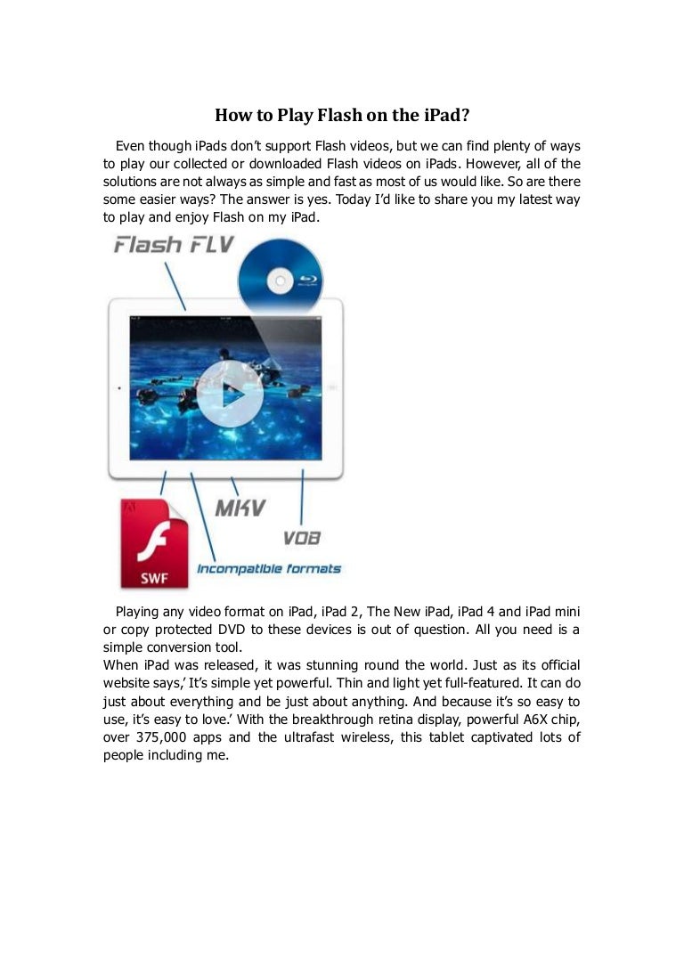 How to play flash on the i pad