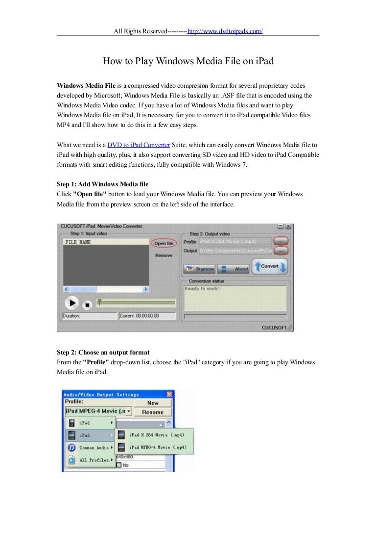 How to play windows media file on ipad