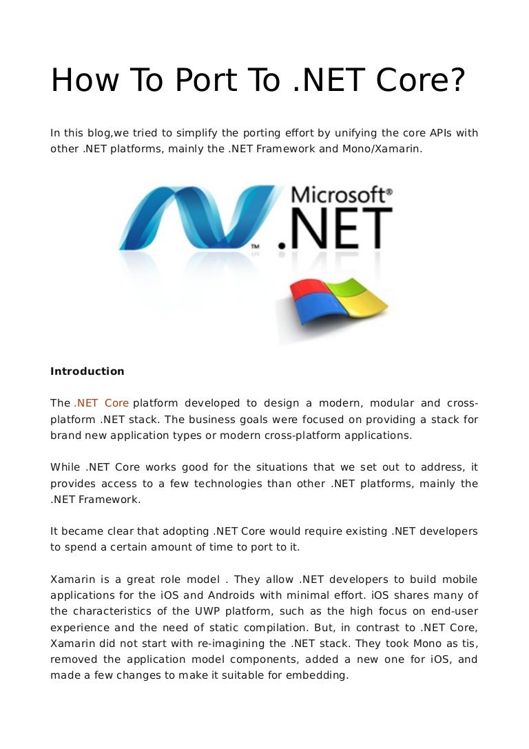 How to port to dot net core?
