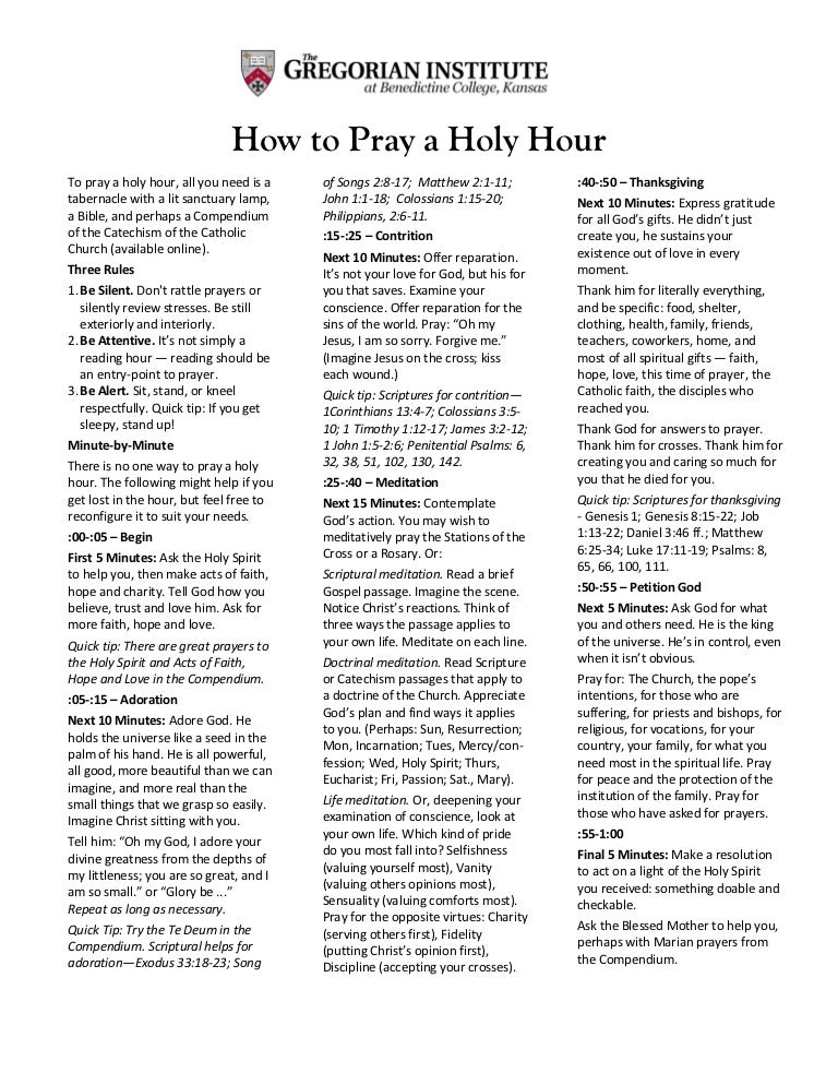 How to pray a holy hour