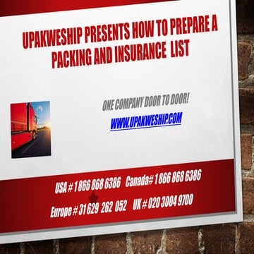 UPakWeShip, How to prepare a packing list
