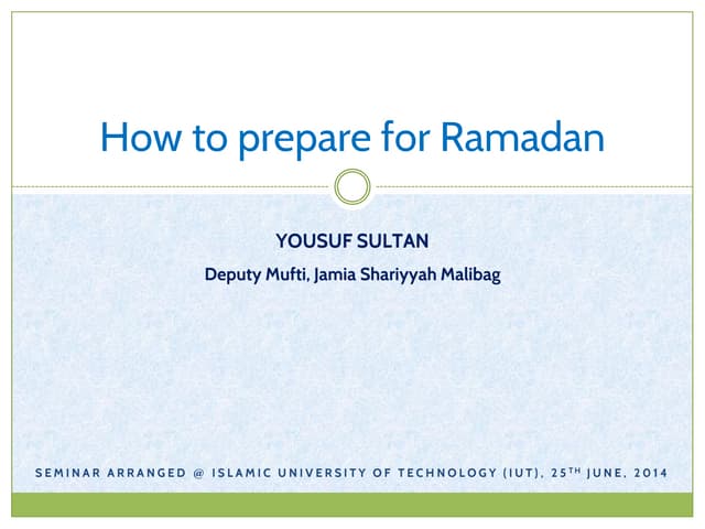 How to prepare for ramadan