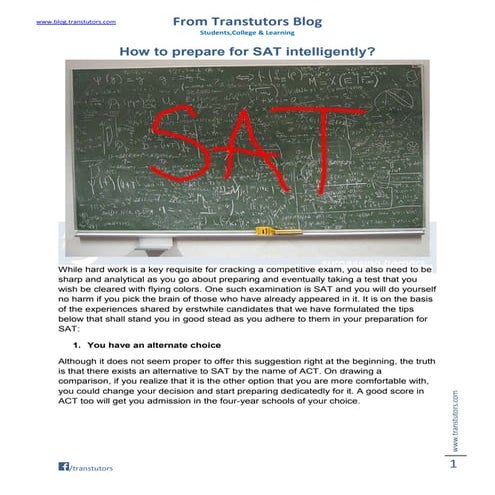 How to prepare for sat intelligently