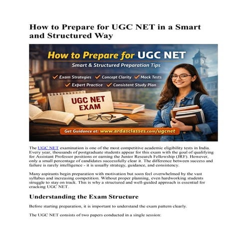 How to Prepare for UGC NET in a Smart and Structured Way | PDF