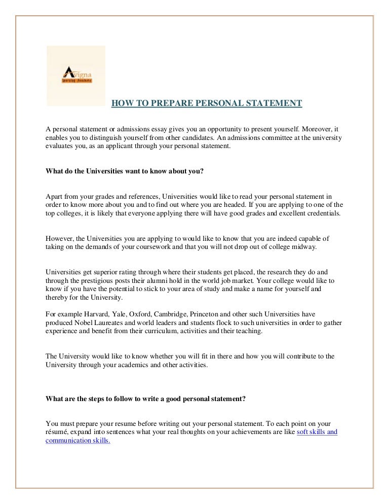 sample personal statement for college