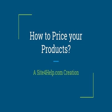 How to price your products..