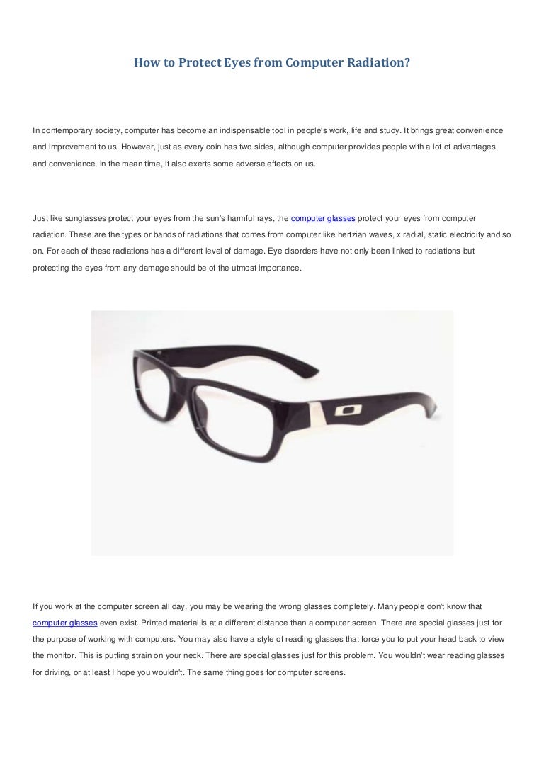 How to protect eyes from computer radiation