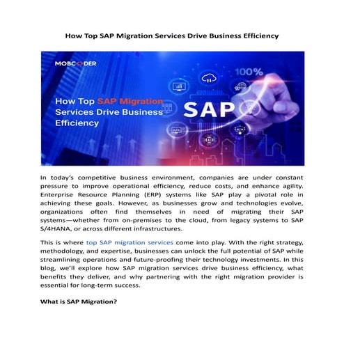 Why Choose Mobcoder for Top SAP Migration Services?