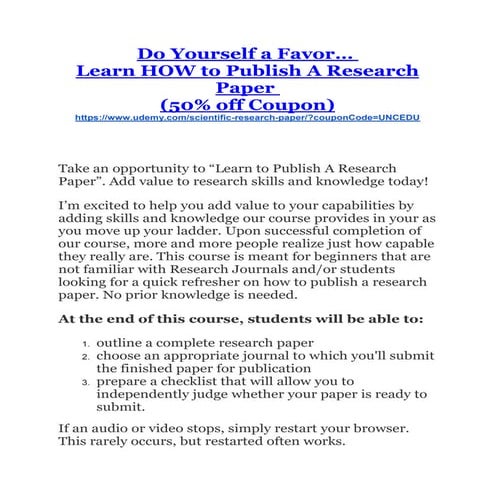 How to publish a research paper