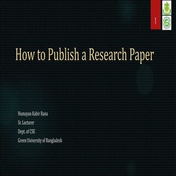 How to publish a research paper