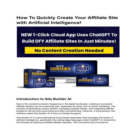 How To Quickly Create Your Affiliate Site With Artificial Intelligence Pdf
