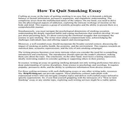 How To Quit Smoking Essay